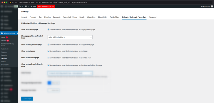 Show estimated delivery message on different pages
