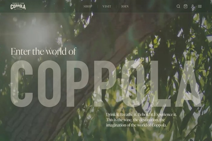 Screenshot of Francis Ford Coppola Winery