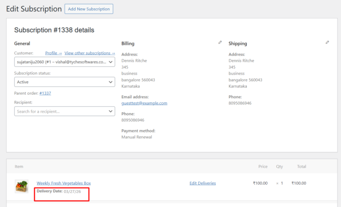 Schedule Delivery Dates for WooCommerce Subscriptions & Renewal Orders - Tyche Softwares Documentation