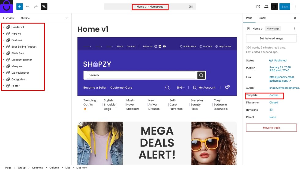 Page No Title Template