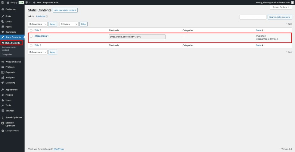 Static Content Block