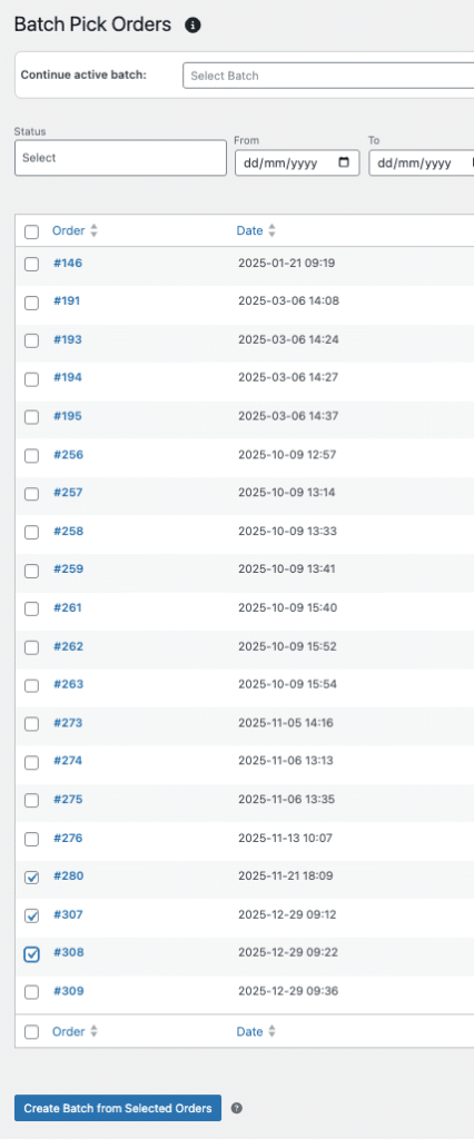 Pick List - create batch