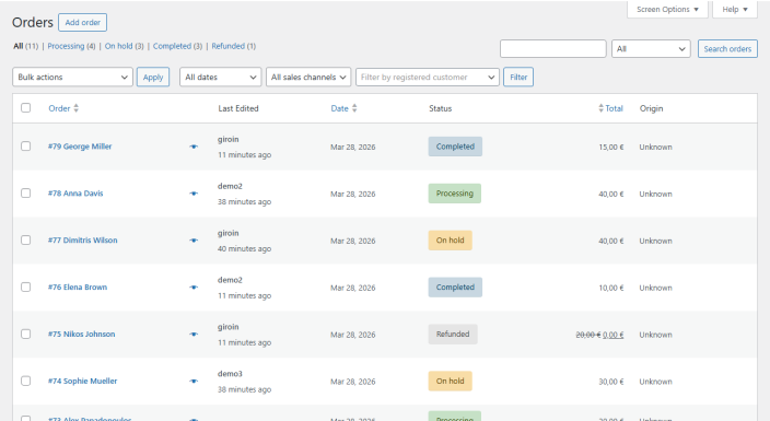 Last Edited column on the WooCommerce orders list