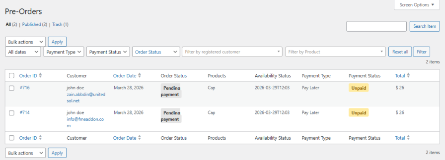 Dedicated Pre-Order Listing Section
