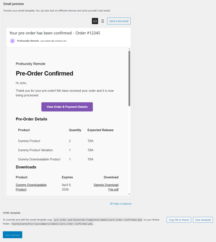Live Preview and Override Email