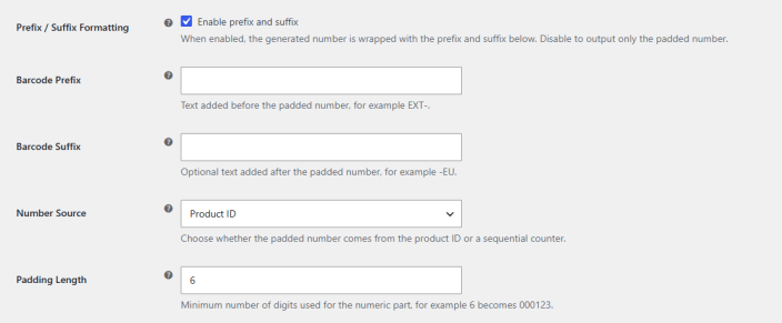 Prefix Suffix Number
