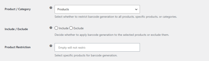 Product Category Restriction
