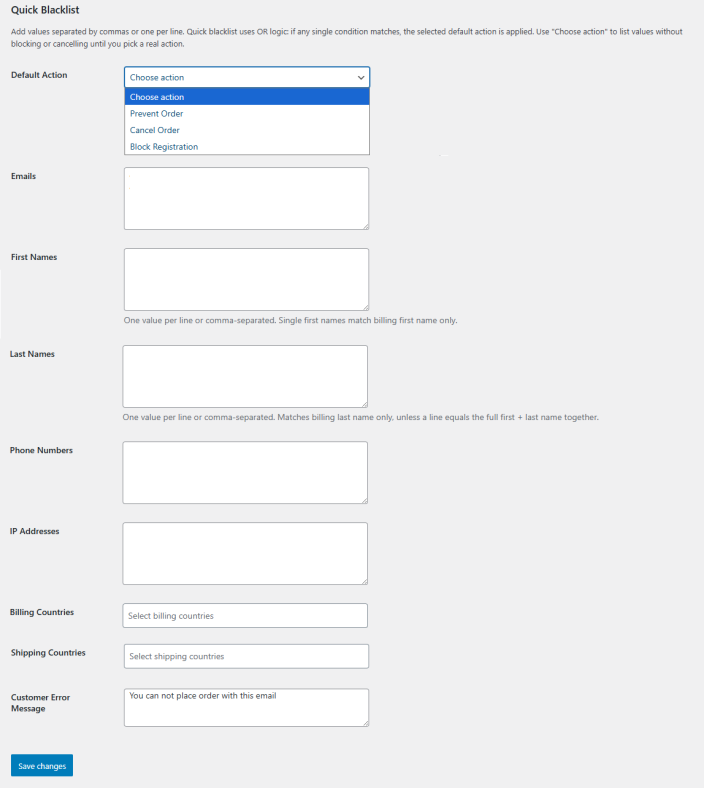 Quick Blacklist