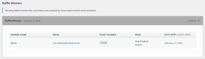 Raffle Winners