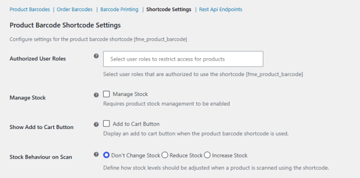 Shortcode Settings