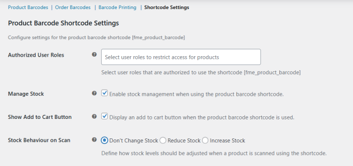 Shortcode Settings