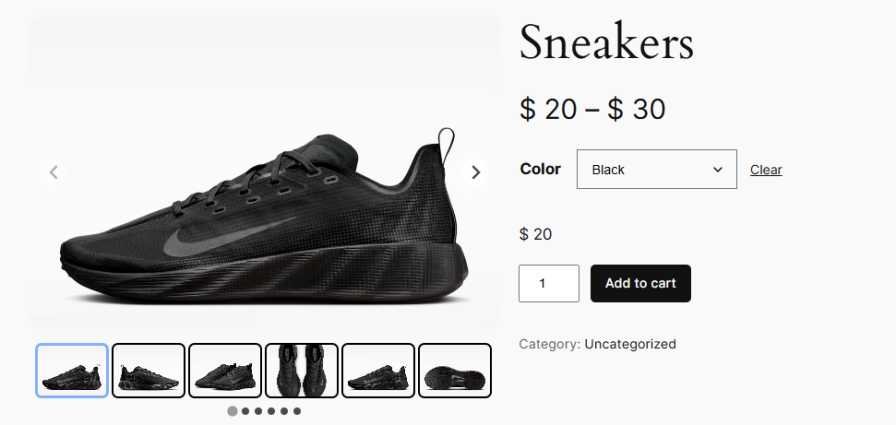 Show Variation Images in a Thumbnail Slider