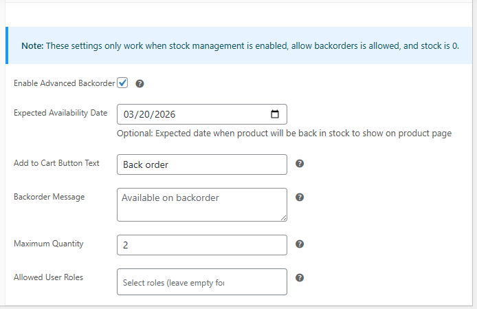 Simplified Backorder Management