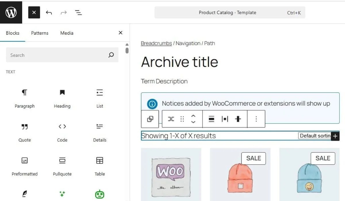 editing sorting settings in WooCommerce