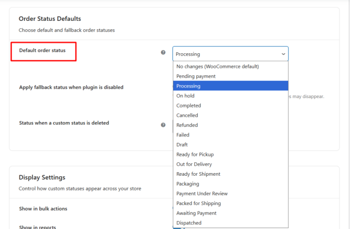 Settings for Custom Order Status - Tyche Softwares Documentation