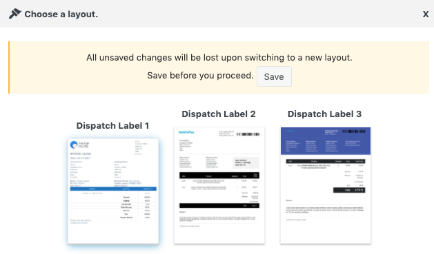 Dispatch label - Templates