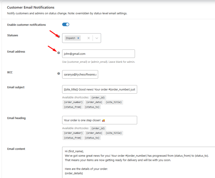 Sending Email Notifications - Tyche Softwares Documentation