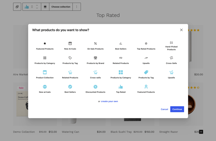 Product Collection blocks