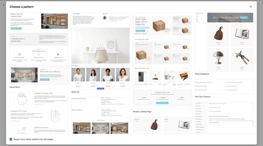 Hypermarket ready-made page patterns