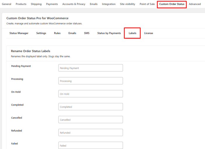 Modifying WooCommerce Order Status Labels - Tyche Softwares Documentation