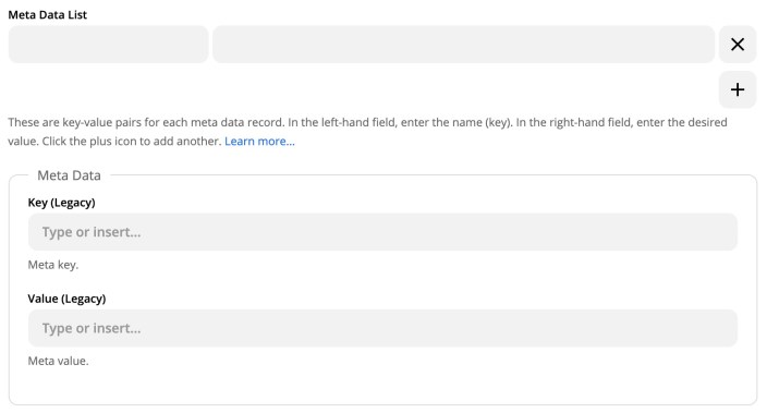 Meta Data Input Fields