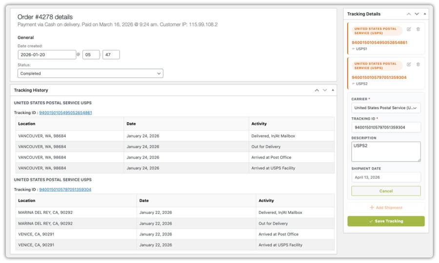 multi shipment orders