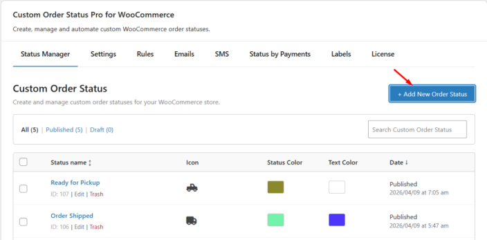 Create Custom Order Status - Tyche Softwares Documentation