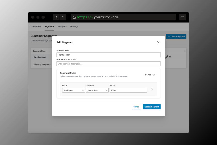 Refinery CRM - Create a Segment
