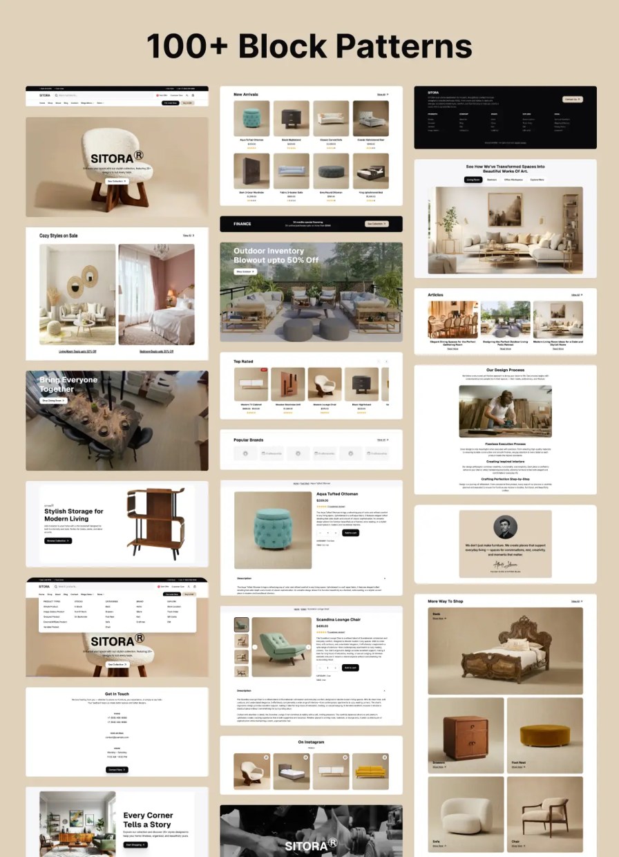 Sitora- Block Patterns to build e-commerce site