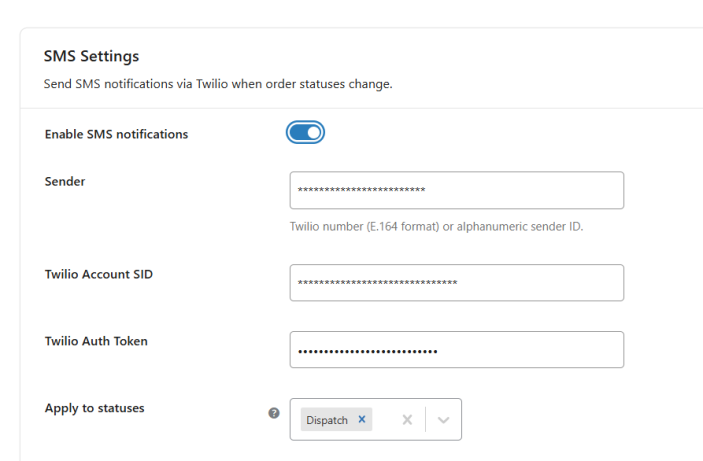Notify customers about change in order status with SMS - Tyche Softwares Documentation