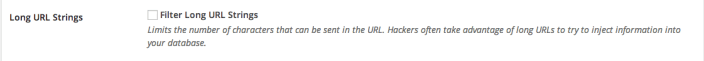 Long URL Strings setting for filtering long strings.