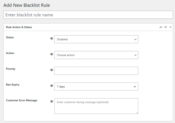 Rule Action and Status