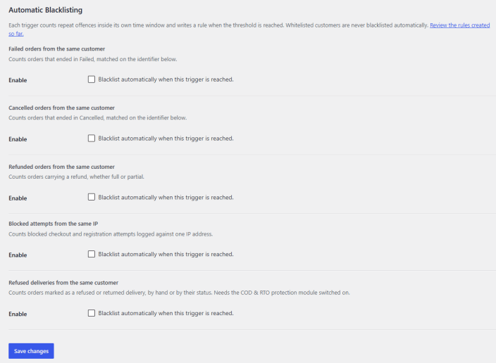 Automatic Blacklisting