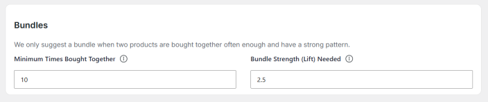 Bundles Settings