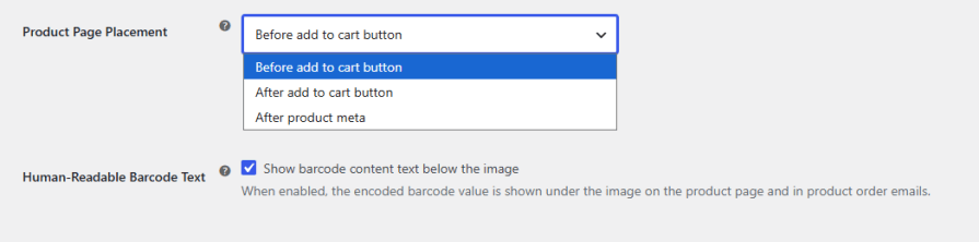 Control How Barcodes Display on the Product Page