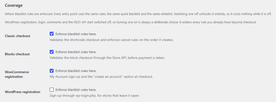 Control Where Blacklist Rules Are Enforced