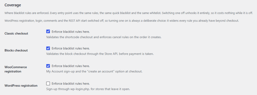 Control Where Blacklist Rules Are Enforced
