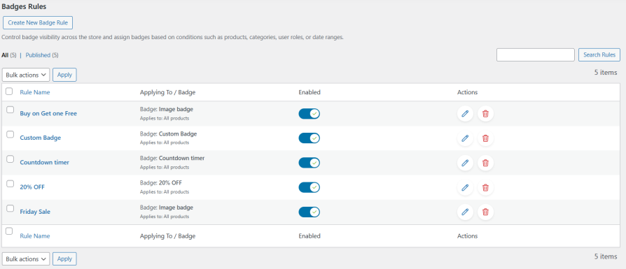 Create Multiple Rules to Display Badges