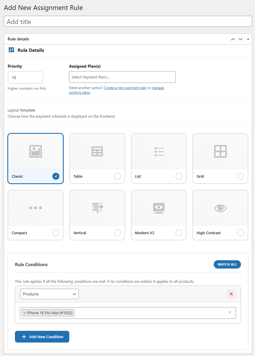 Create Rules to Control How Payment Plans Apply