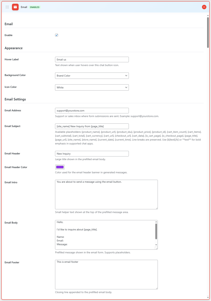 Email Settings