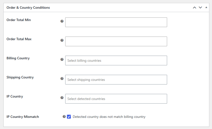 Order and Country Conditions
