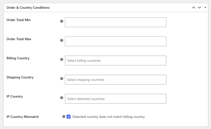 Order and Country Conditions