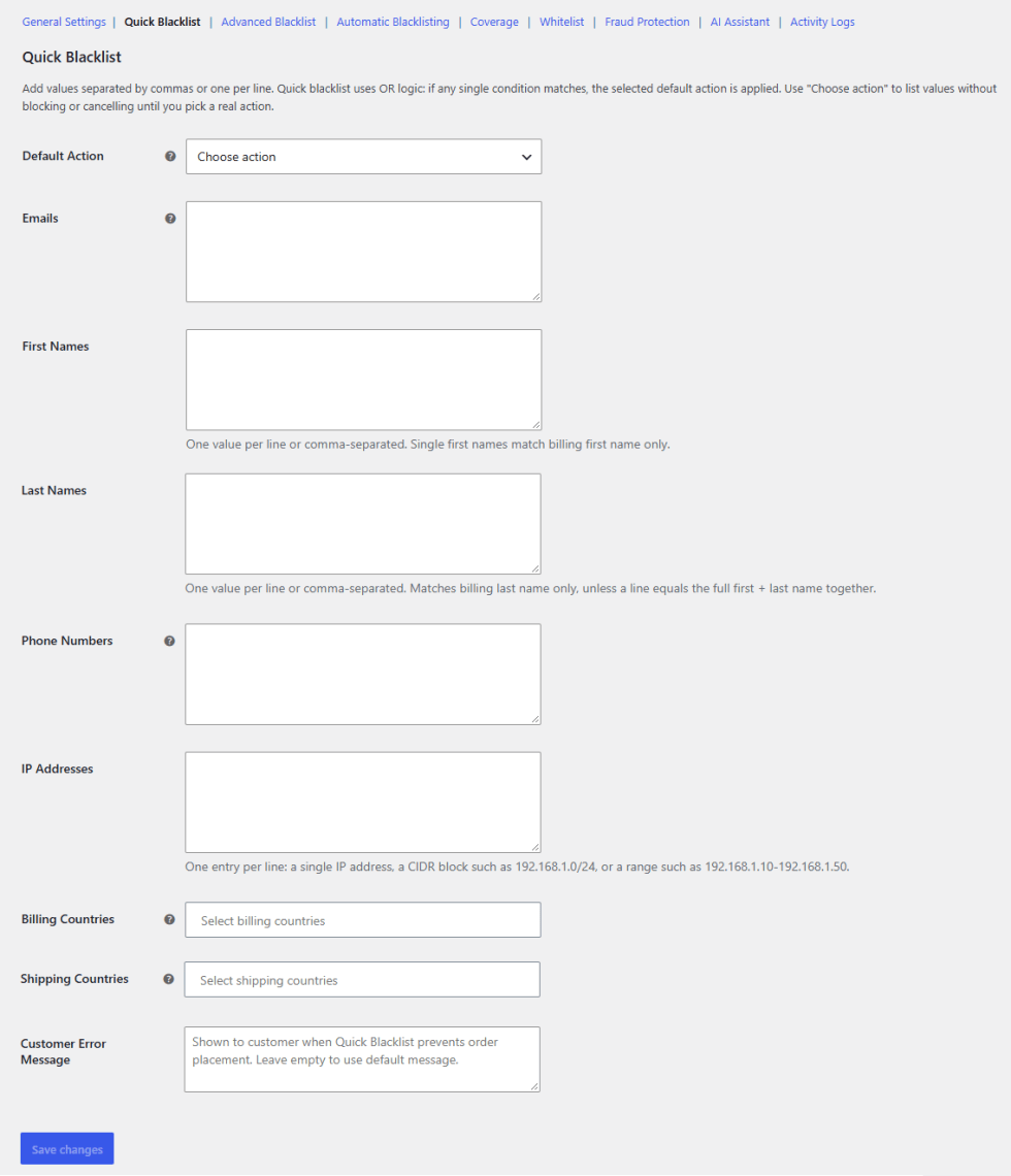 Quick Blacklist