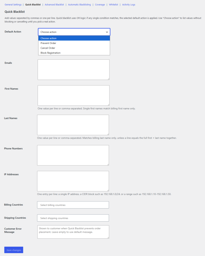 Quick Blacklist