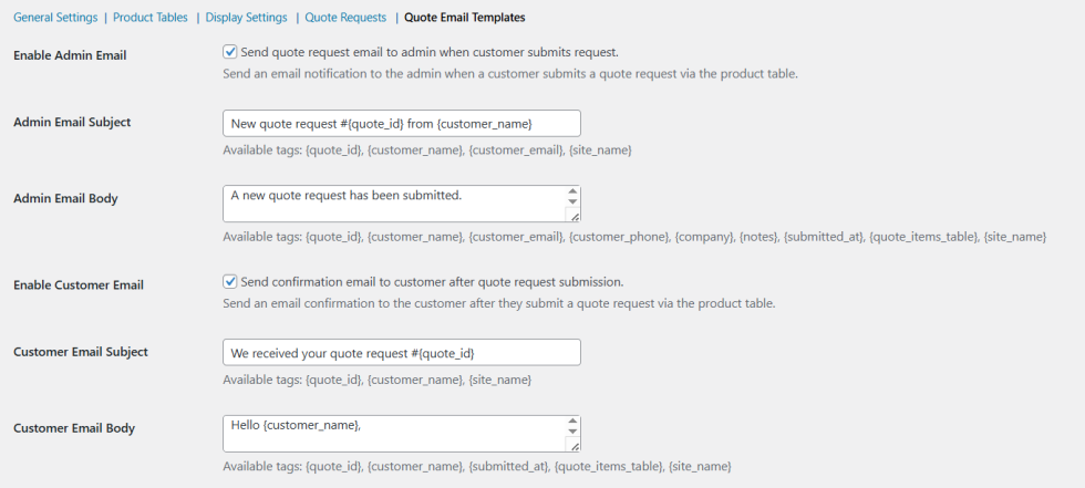 Quote Email Templates