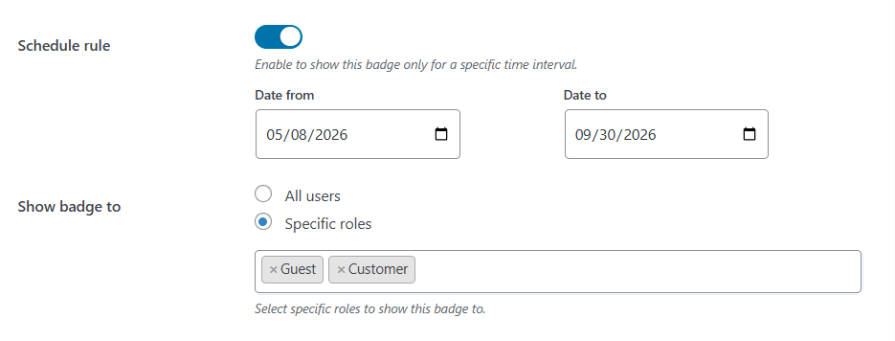 Scheduled and Role-Based Badges