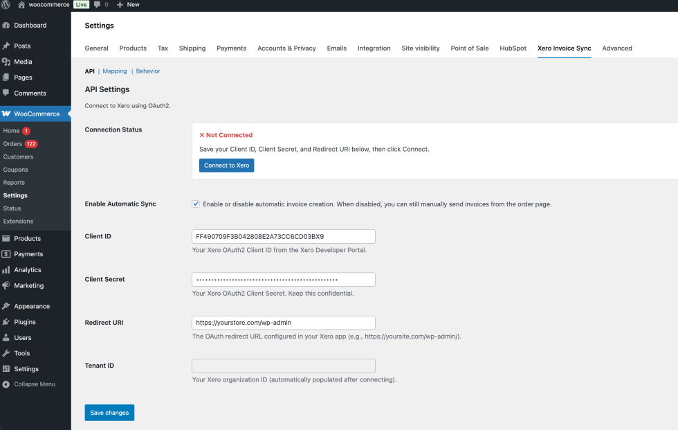 Xero OAuth authorisation screen asking the user to allow access for the registered app