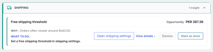 Shipping Threshold Suggestions