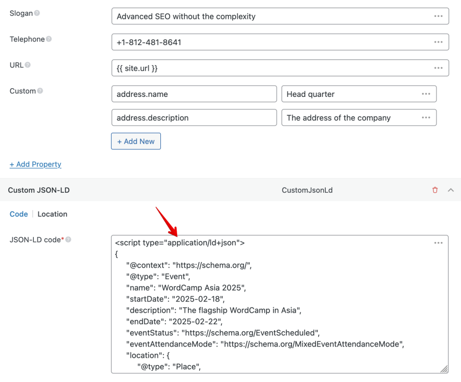 Custom JSON-LD