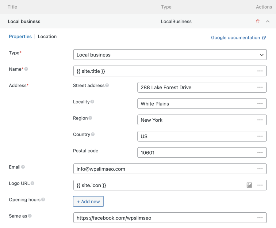 Visual schema builder